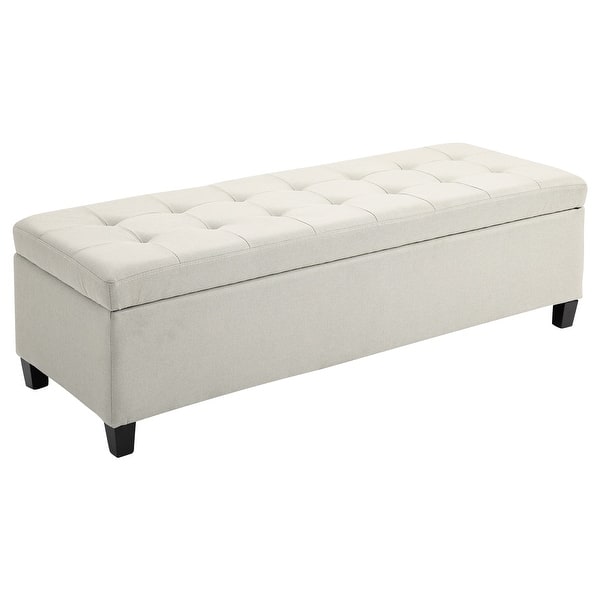 HOMCOM Linen-Look Storage Ottoman Bench
